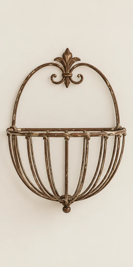 Camille Half-Round Basket in Warm brown, empty basket front view