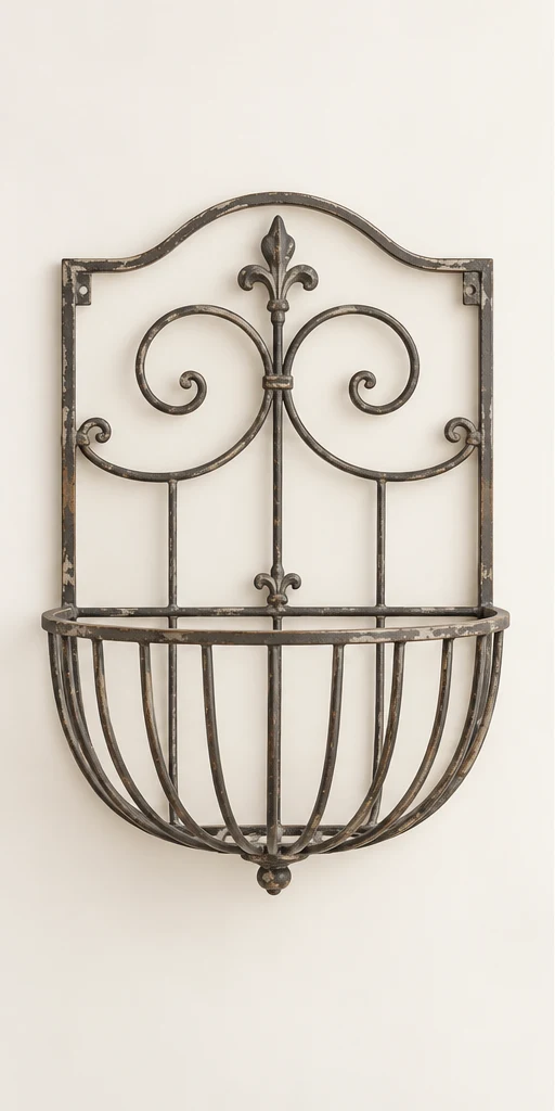 Élise Window Basket in Charcoal, empty basket front view