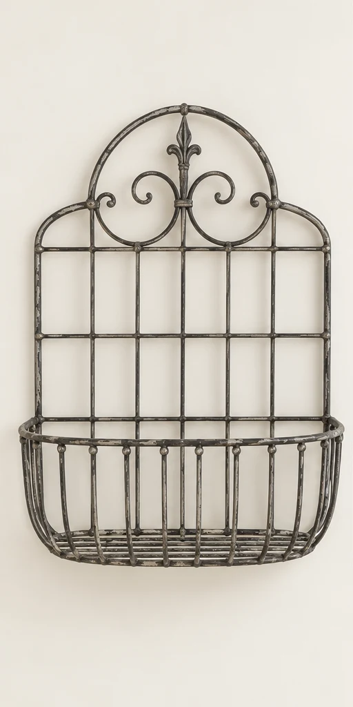 Noémie Grand Basket in Charcoal, empty basket front view